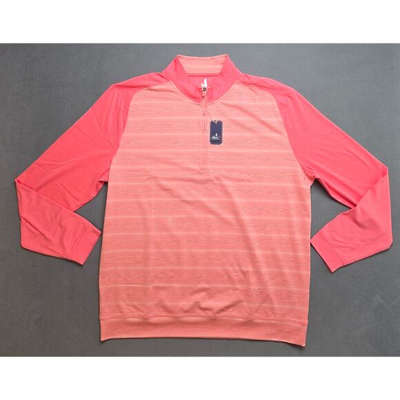Johnnie O Bert Golf‎ 1/4  Zip Pullover Striped Performance Taffy Mens Large New - Picture 3 of 5